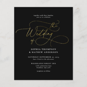 Papier BUDGET Chic Black Gold QR Code Tout en un Mariage