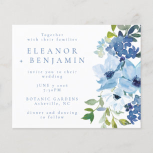Papier Budget Chic Bleu Aquarelle Mariage Floral