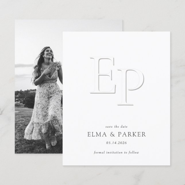 Papier BUDGET Chic Embossed Look Wedding Save the date (Devant / Derrière)