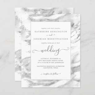 Papier Budget Chic Faire-part de mariage en marbre argent