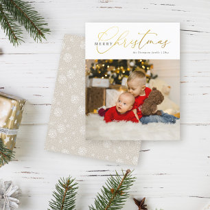 Papier Budget Chic Gold Script Photo Joyeux Noël