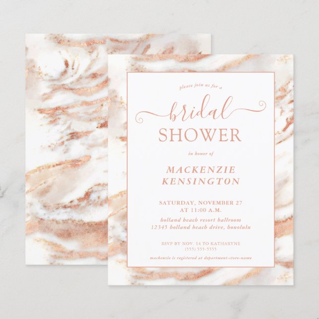 Papier BUDGET Chic Rose en cuivre Fête des mariées en mar (Devant / Derrière)