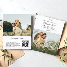BUDGET Chic Rustic Script 2 Photo QR Code Mariage