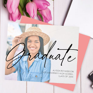 Papier Budget Chic Script H Photo Graduation Party Rose