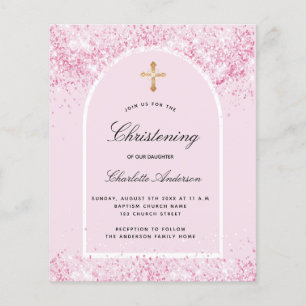 Papier Budget christening rose pâle parties scintillant a
