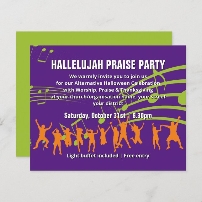 Papier Budget Christian Halloween PRAISE PARTY Invitation (Devant / Derrière)