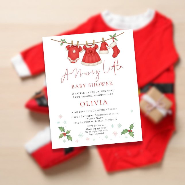 Papier Budget Christmas Clothesline Baby Shower Invite (Créateur téléchargé)