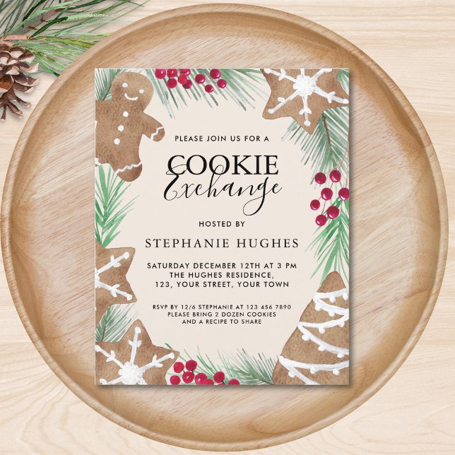 Papier Budget Christmas Cookie Exchange Party Invitation (Créateur téléchargé)
