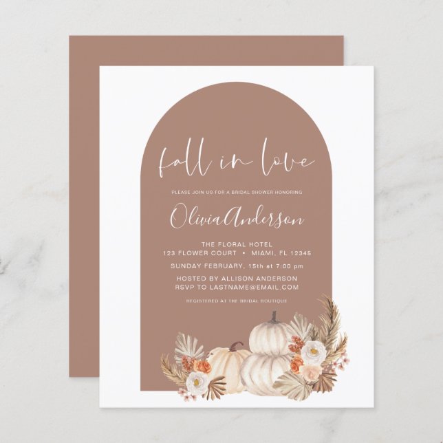 Papier Budget Chute en amour Fête des mariées Citrouilles (Devant / Derrière)