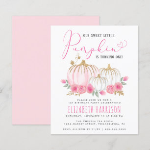 Papier Budget Citrouille rose Floral Girl 1er anniversair