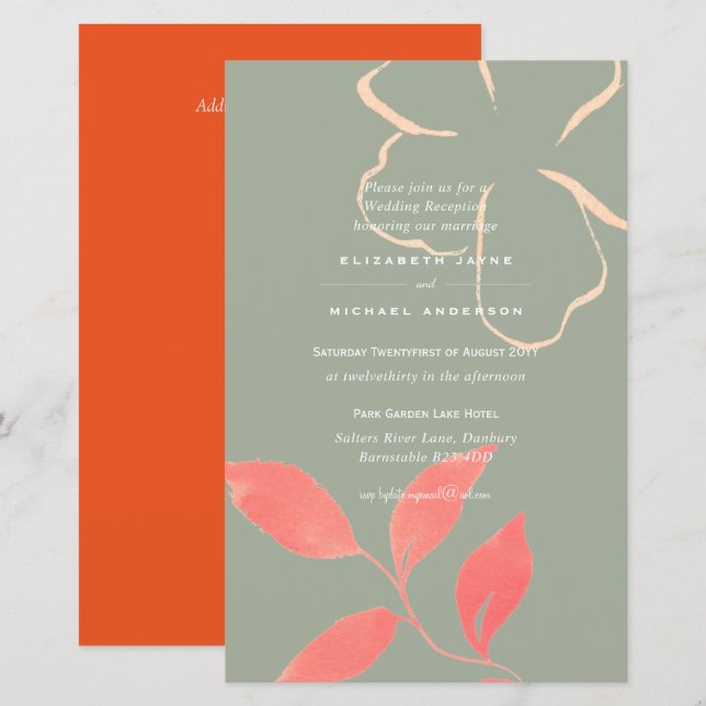 Papier BUDGET Citrouille Turquoise Automne Mariage floral (Devant / Derrière)