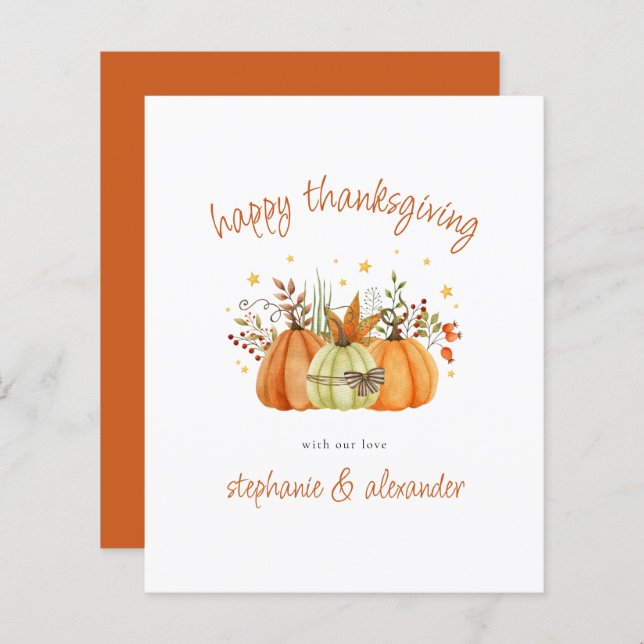 Papier BUDGET Citrouilles Bon thanksgiving en terre cuite (Devant / Derrière)