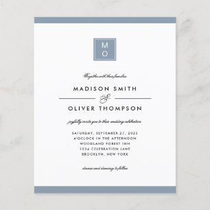 Papier BUDGET Classic Élégant Dusty Blue Monogram Mariage
