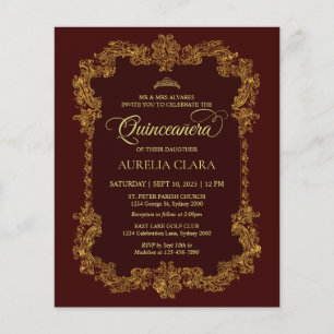 Papier Budget Classic Élégant Rouge Or Quinceanera