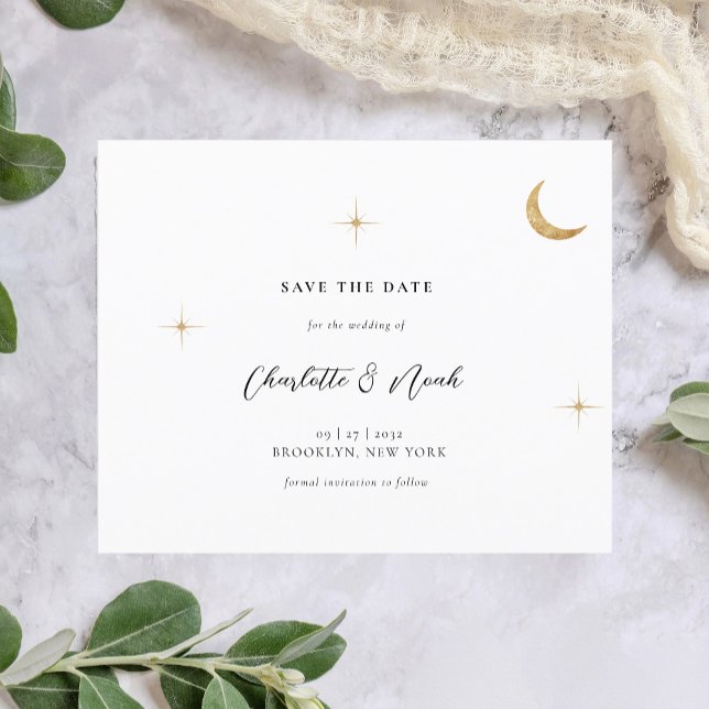 Papier BUDGET Classic Lune d'or céleste étoiles Mariage (Créateur téléchargé)