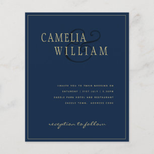 Papier BUDGET Classic Marine Blue Gold Mariage Invitation