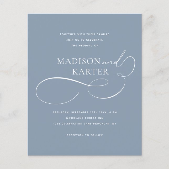 Papier BUDGET Classique Dusty Bleu Infinité Et Mariage (Devant)