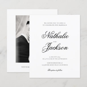Papier BUDGET Classique Élégant Script Photo Mariage