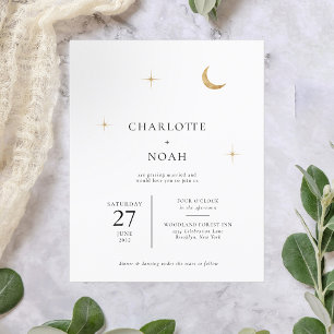 Papier BUDGET Classique Lune Étoiles Or Céleste Mariage