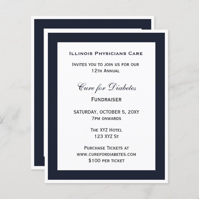 Papier Budget Classy Blue Corporate Party Invitation (Devant / Derrière)