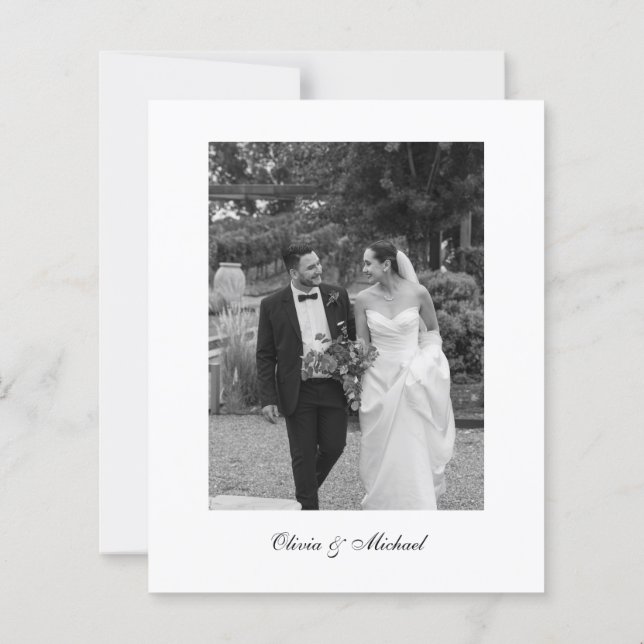 Papier Budget Classy Script Photo Wedding Thank You (Dos)