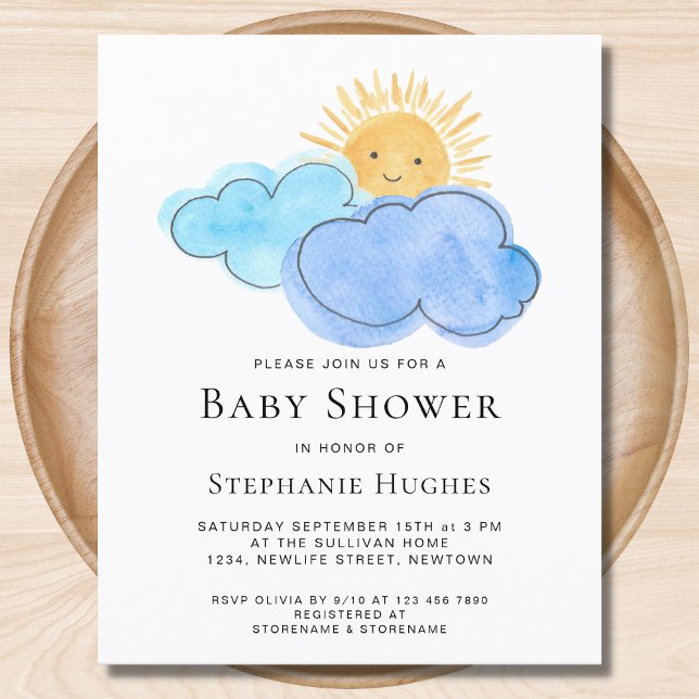 Papier Budget Clouds Boy's Baby shower Invitation (Créateur téléchargé)