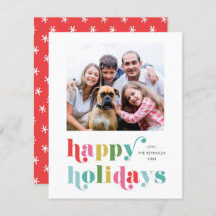 Papier Budget Colorful Type Photo Happy Holiday Card
