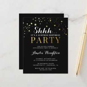 Papier Budget Confetti Black & Gold Shhh Surprise Party
