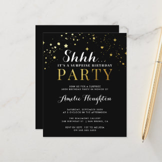 Papier Budget Confetti Black & Gold Shhh Surprise Party