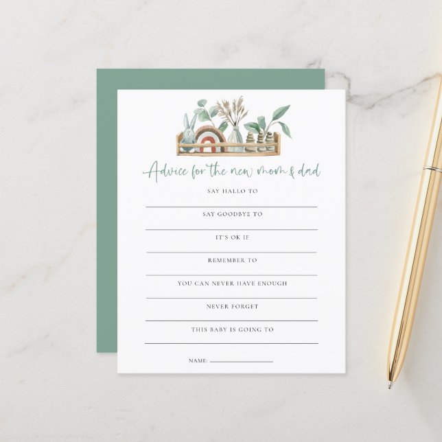 Papier Budget Conseils de jeu Nouveau Maman Papa Sage Bab (Devant/Arrière en situation)