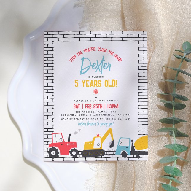Papier Budget Construction Véhicules Garçon fête d'annive (Créateur téléchargé)