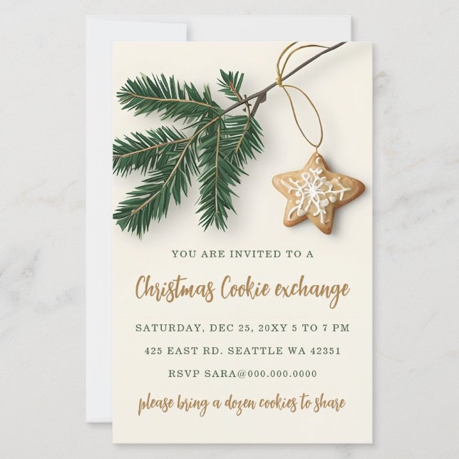 Papier Budget Cookie Exchange Christmas Party Invitation (Devant)