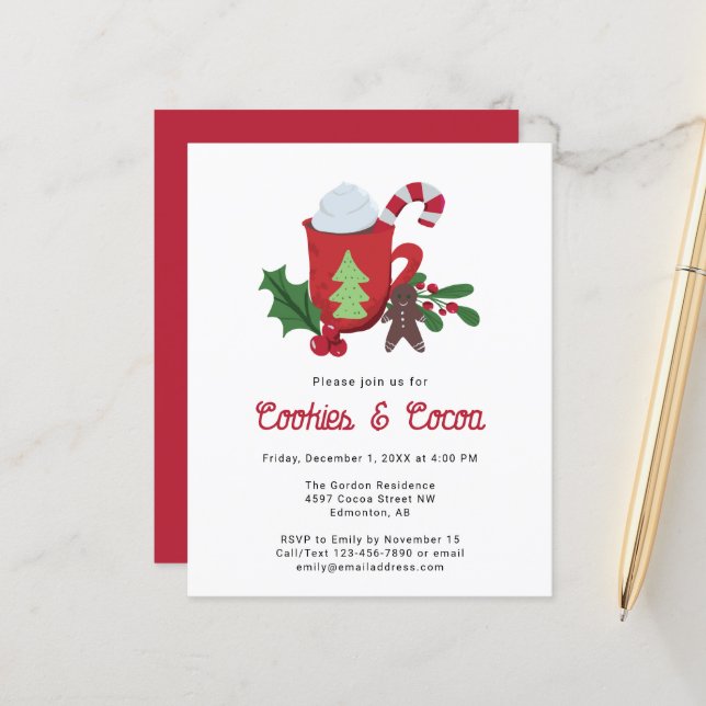 Papier Budget Cookies et cacao Fête de Noël (Devant/Arrière en situation)
