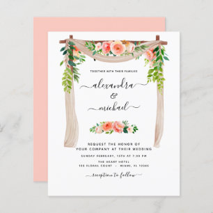 Papier Budget Coral Peach Floral Arc Mariage