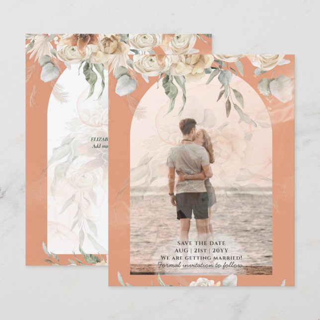 Papier BUDGET Coral Terracotta Pampas Mariage (Devant / Derrière)