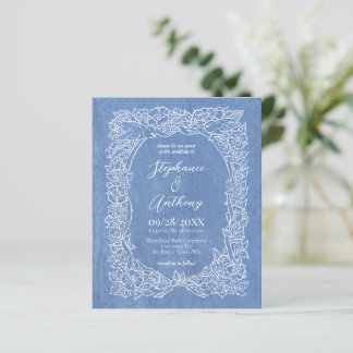 Papier Budget Cornflower Blue Floral Faire-part de mariag