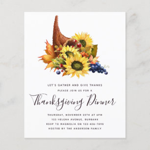 Papier Budget Cornucopia Thanksgiving Dîner Invitation