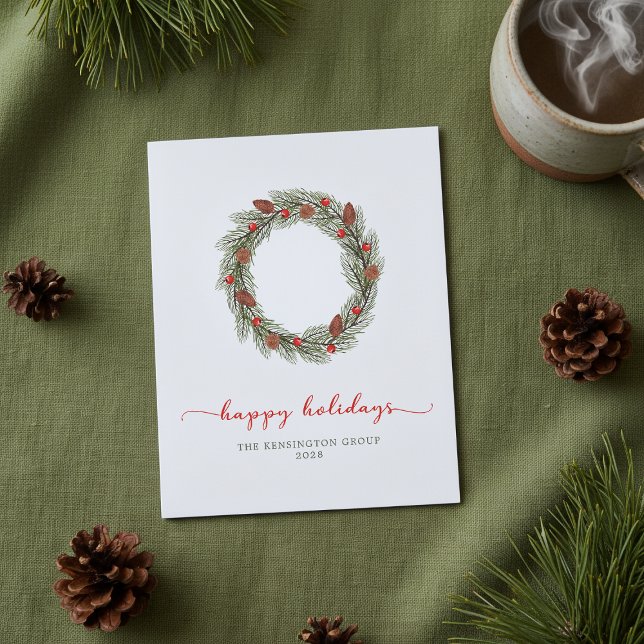 Papier Budget Corporate Happy Holidays Wreath (Créateur téléchargé)