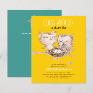 Papier BUDGET Couples Baby shower Cute Owls Woodland Inv.