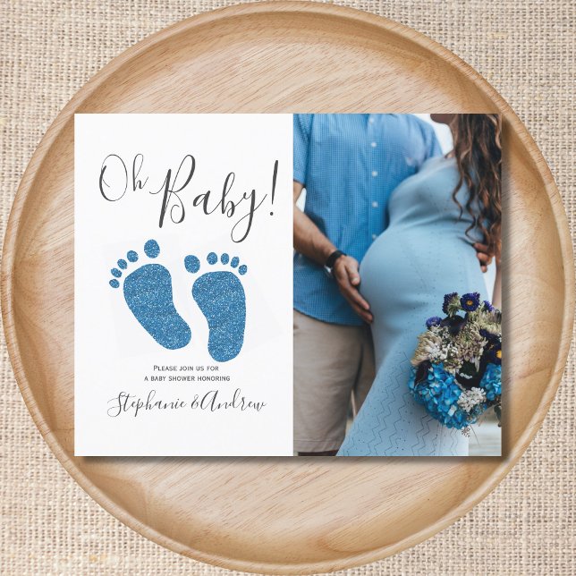 Papier Budget Couples de pieds bleus Baby shower Invitati (Créateur téléchargé)