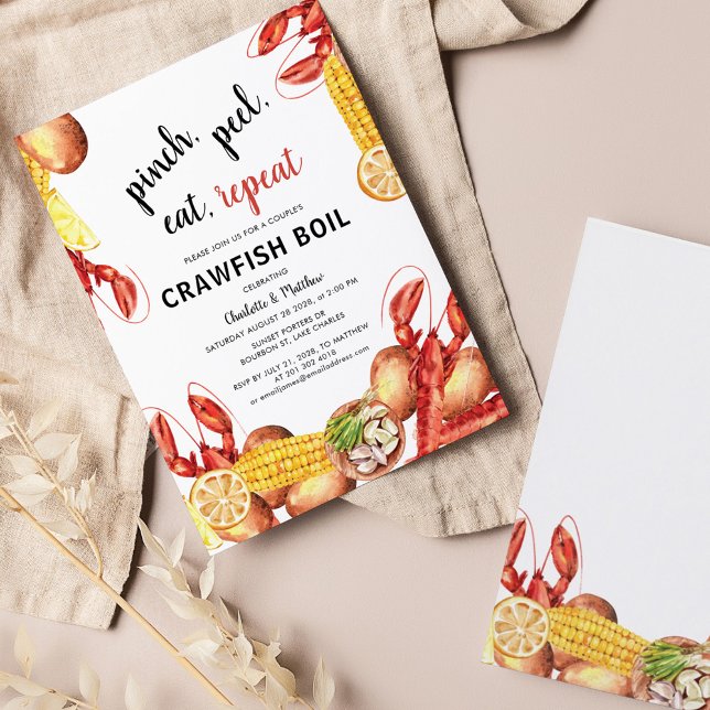 Papier Budget Couples Fiançailles Crawfish Invitation à é (Créateur téléchargé)