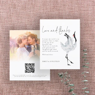 Papier BUDGET Crane Photo Code QR Mariage Remerciements