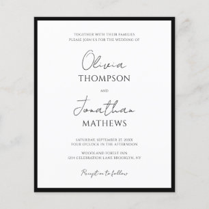 Papier BUDGET Cravate noire simple Mariage de script blan