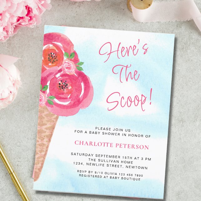 Papier Budget Crème glacée thème Filles Invitation Baby s (Créateur téléchargé)