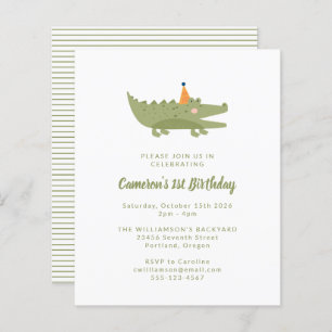 Papier Budget Crocodile vert 1er Invitation anniversaire