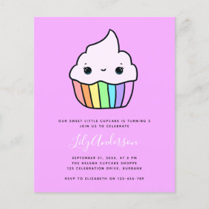 Papier Budget Cupcake Invitation de fête d'anniversaire d