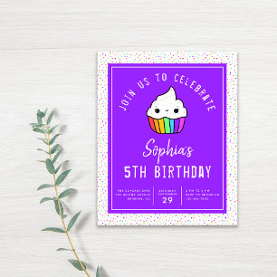 Papier Budget Cupcake Invitation de fête d'anniversaire d