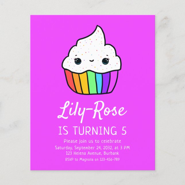 Papier Budget Cupcake Invitation de fête d'anniversaire d (Devant)