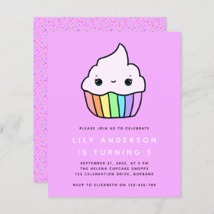 Papier Budget Cupcake Invitation de fête d'anniversaire d