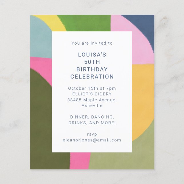 Papier Budget Cute Art Abstrait Moderne Anniversaire Invi (Devant)